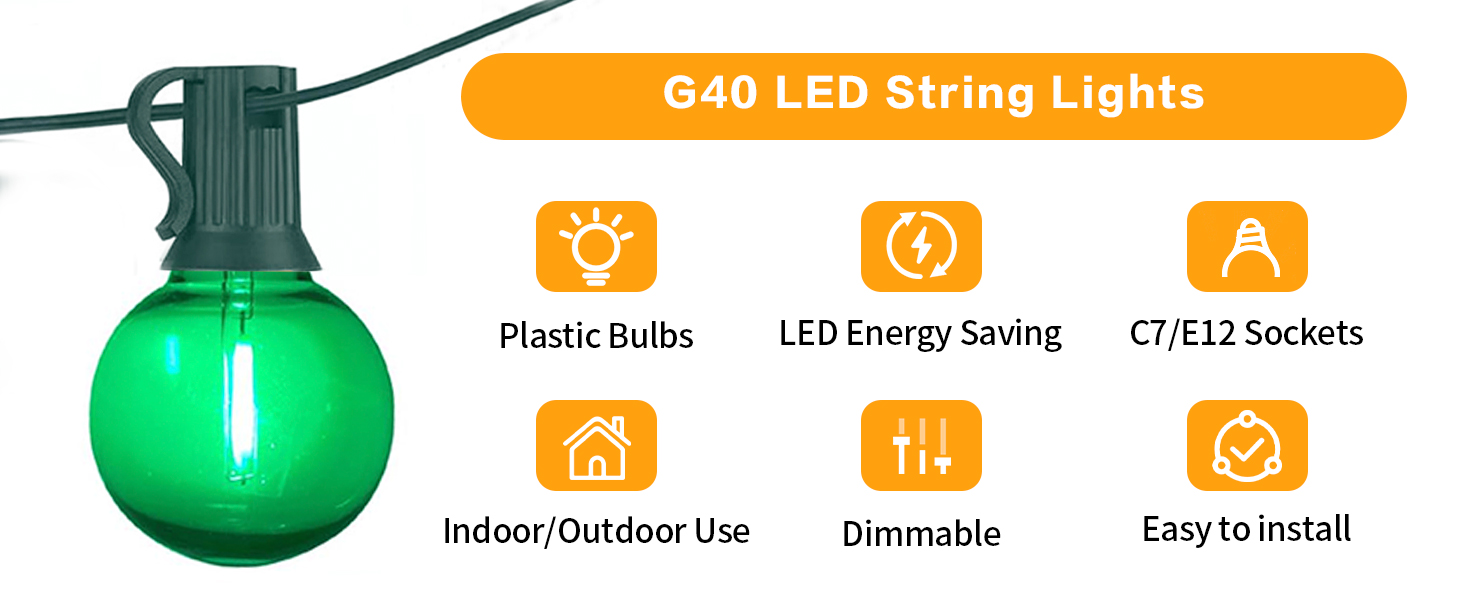 ip44 g40 color decoration string lights
